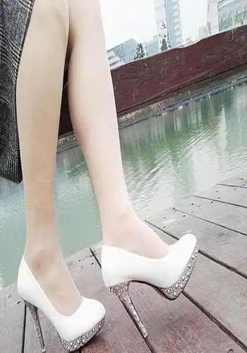 学生女生少女白色高跟鞋女鞋伴娘年礼