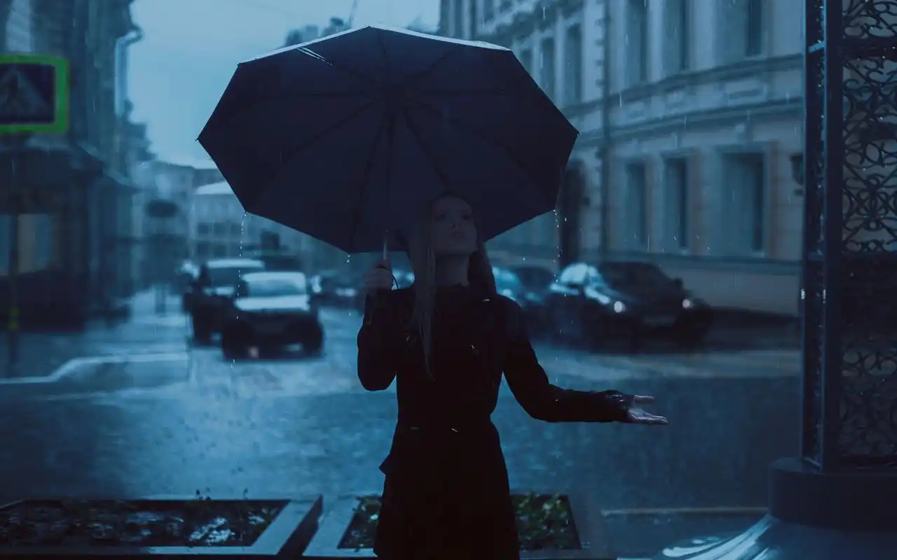 独自一人雨中漫步