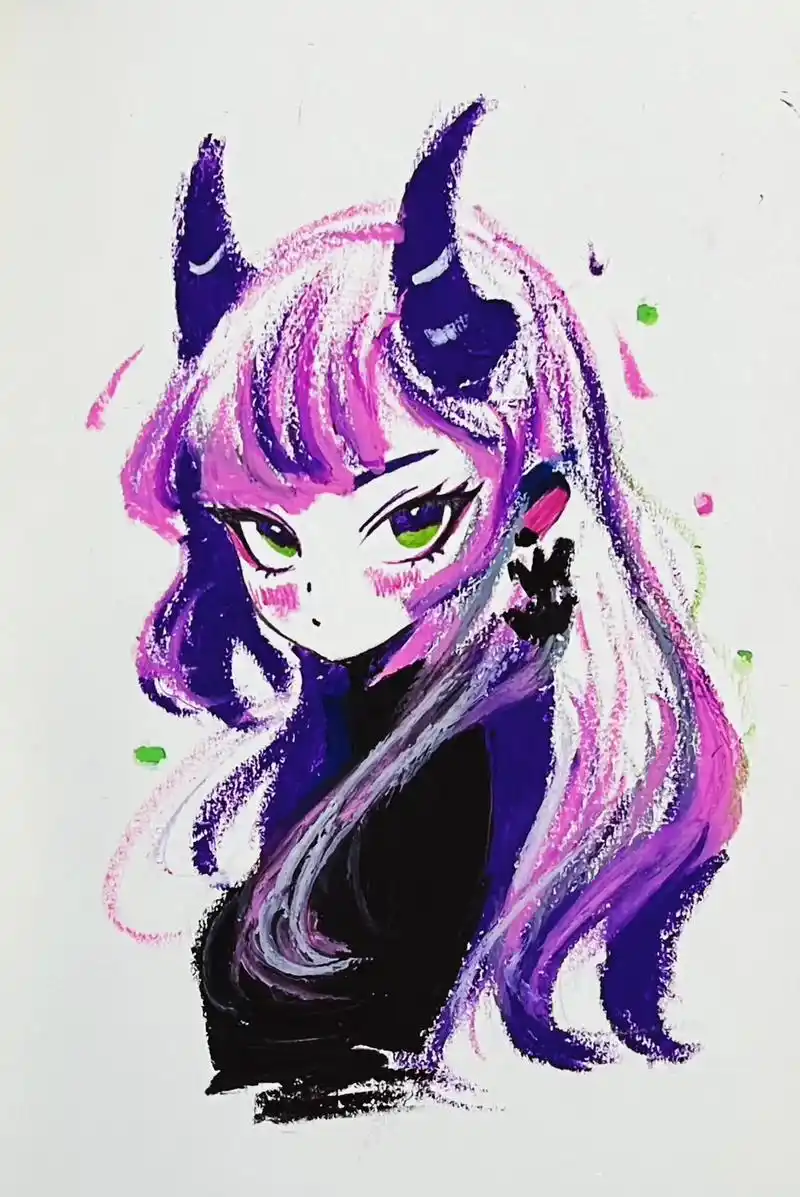 油画棒|恶魔少女(绘画步骤含色号)7315时间会褪色,但美好不会