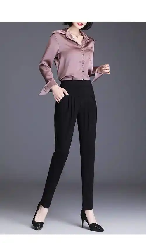 玛杰饰高端轻奢时尚女装秋冬高腰显瘦哈伦裤长裤女2021新款小脚裤垂感