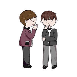 小声说话的西装男孩