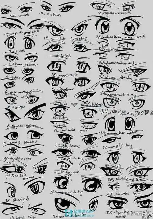 动漫眼睛线稿教程素材,非常适合新手练习!
