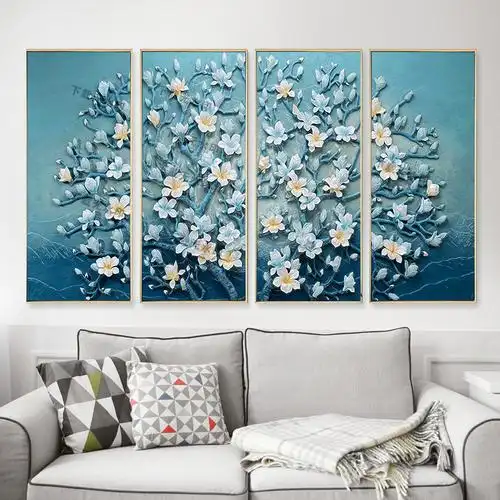 a6183清雅时尚现代风冰晶四联画满钻餐厅客厅钻石画批发 代发