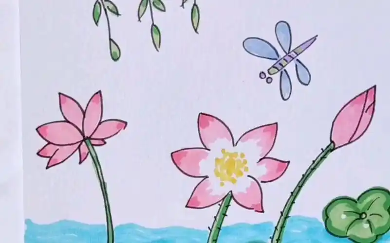 【简笔画练习,夏日荷花】