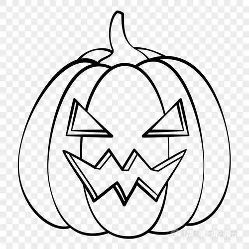 恐怖的脸万圣节南瓜情感轮廓图激光切割, 节日装饰, 贴纸插画-正版