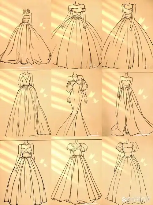 美女婚纱黑白简笔画教程