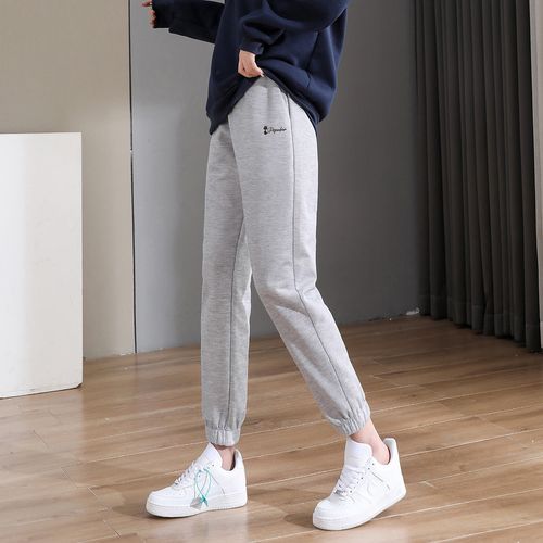 春秋女式运动裤休闲裤舒适抽绳针织长裤束腿裤百搭修身显瘦卫裤女