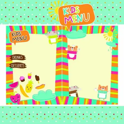 卡通儿童小孩子菜单矢量素材