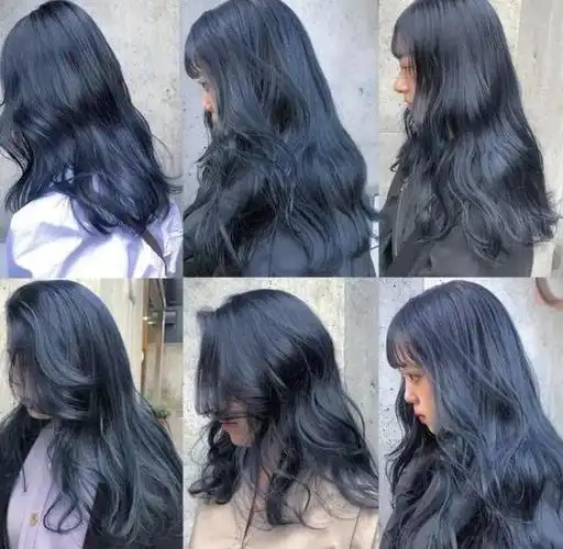 真人蓝黑色头发效果图蓝黑色染发造型大合集