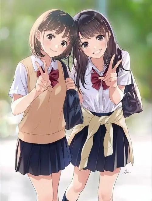 二次元动漫女生闺蜜壁纸