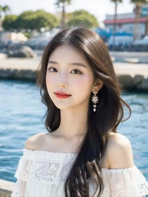 美女清新白t配红唇长发女神驾到简约时尚引领潮流