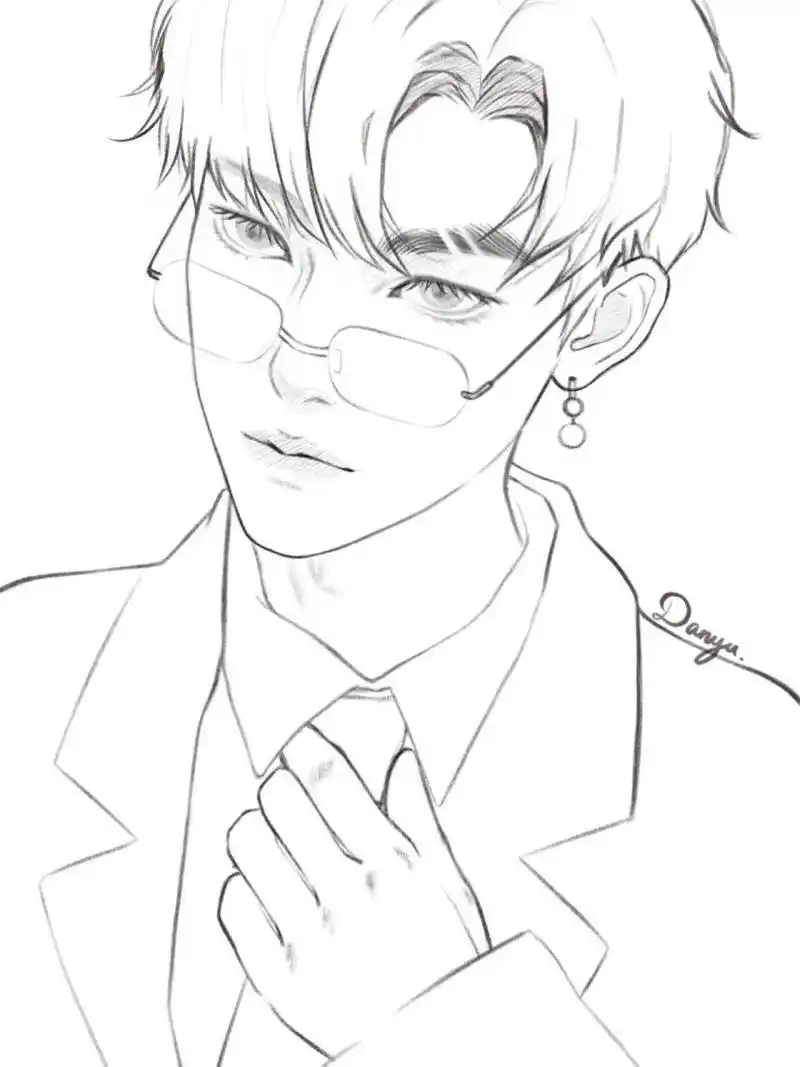 是你的霸总吗 | 男生头像08(附线稿) 男神团练课—霸道总裁来也 画