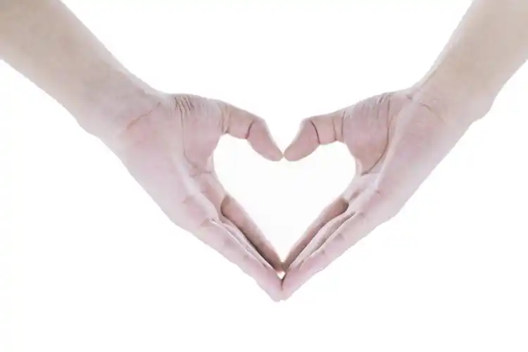 白底手势比心心形爱心人物手势双手比心