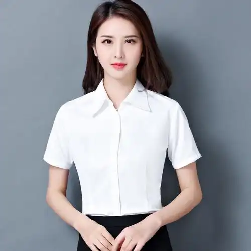 白衬衫女短袖夏装工作服正装银行大码工装半袖大码衬衣职业女装ol