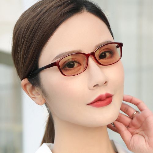 平光女款半框变色电脑防蓝光辐射紫外线护目太阳镜近视无度数眼镜