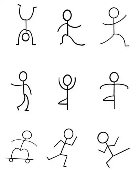 动作简笔画搞笑来袭随时随地都能学摔倒写字卡通人物漫画简笔画人物