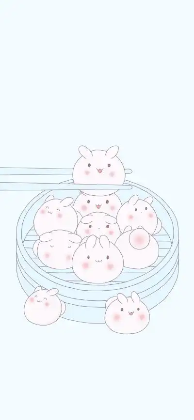 汤圆系列 手绘 壁纸 粉黄紫蓝 可爱