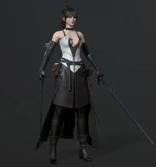 3d模型欣赏:《sword girl》古风 女战士角色 次世代 zbrush雕刻