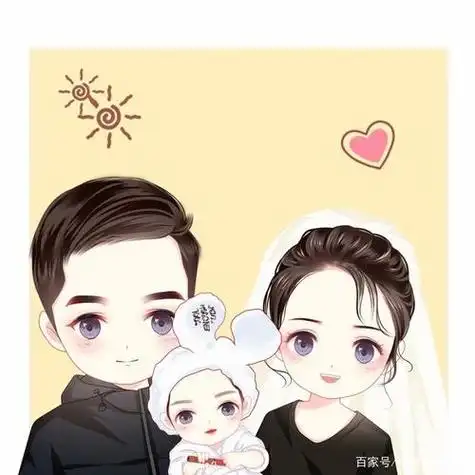 幸福家庭头像一家三口 - 小丸子卡通头像!