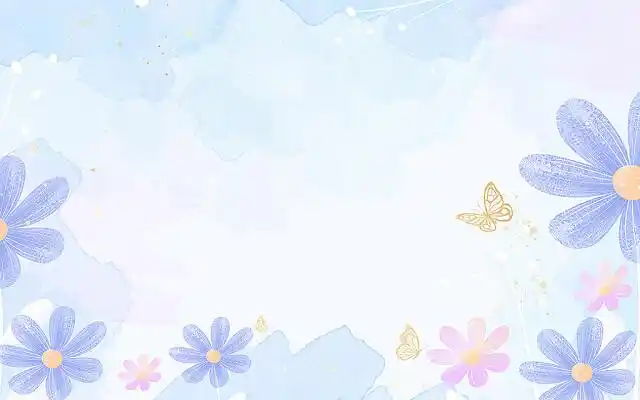 蓝紫色水彩手绘花卉清新晕染冬天海报背景水彩花卉