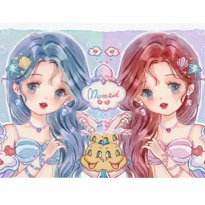 美人鱼闺蜜头像来咯 谁不想和闺蜜拥有一个q版头像呢,快艾特你的闺蜜