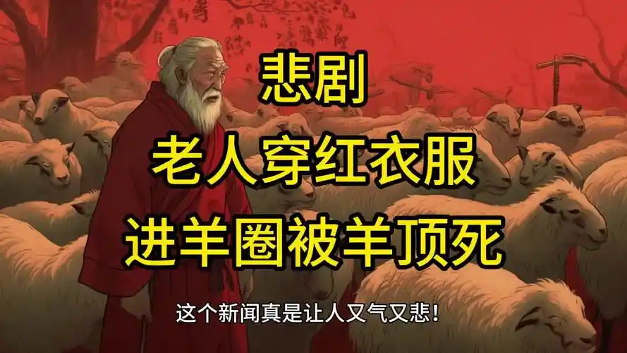 悲剧,老人穿红衣服进羊圈被羊顶死