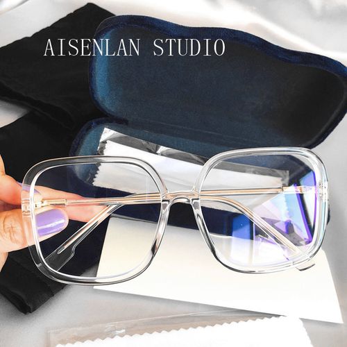 小红书白色透明眼镜框网红款大框素颜神器眼镜圆脸大脸显脸小近视