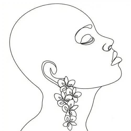 ins极简手绘头像女人和花系列简约线条画