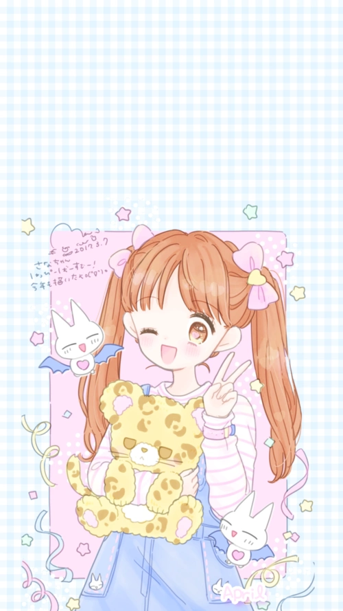 插画 文字 动漫 平铺 萌物 软妹 少女心 粉色 卡通 可爱 人物 萌萌的