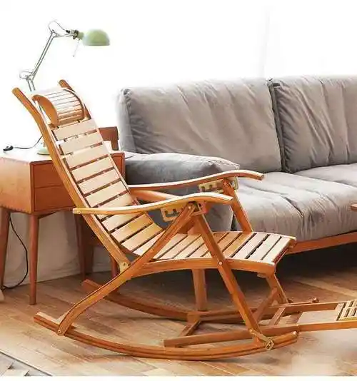 摇摇椅躺椅成人折叠午休逍遥椅懒人午睡家用阳台休闲老人竹摇椅加厚短