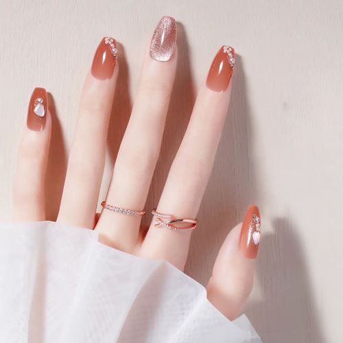 美甲成品穿戴式中长款贴指甲壳自粘指甲贴片2022新款显手白可摘戴