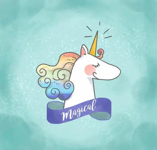 手绘彩色独角兽头像矢量素材