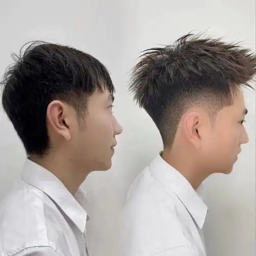 男生烫发前后对比