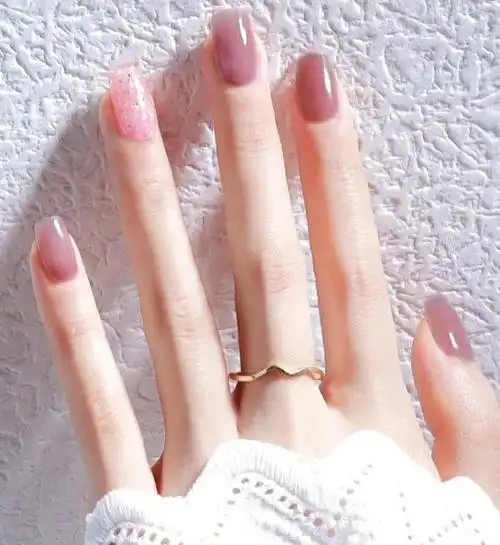 夏日冰透雾紫甜美风清甜美甲2021新款式图