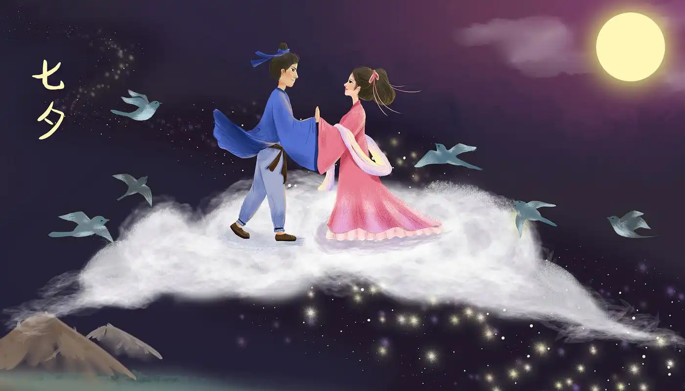 有一天,牛郎织女在天空中相遇,他们彼此一见钟情,并决定要在一起.