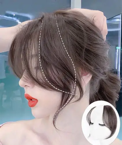 网红八字空气刘海假发片自然无痕中分法式假刘海两侧发际线贴片女