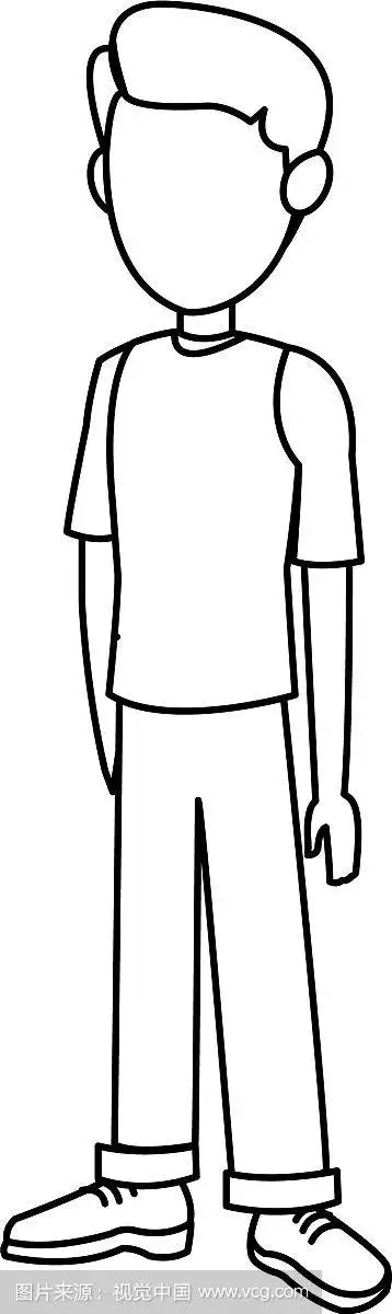 轮廓小男孩站在孩子的形象