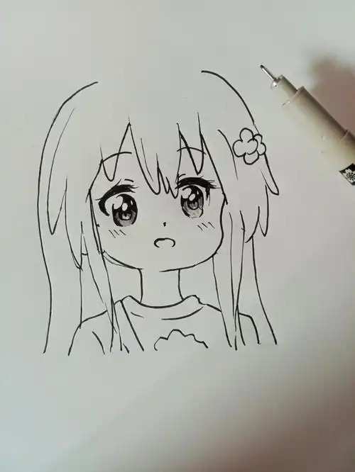 动漫可爱女生全身简笔画