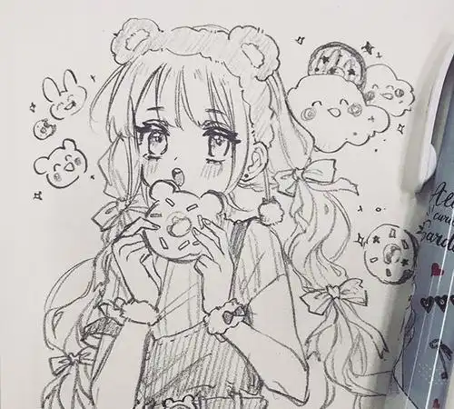 美少女简笔画可爱全身