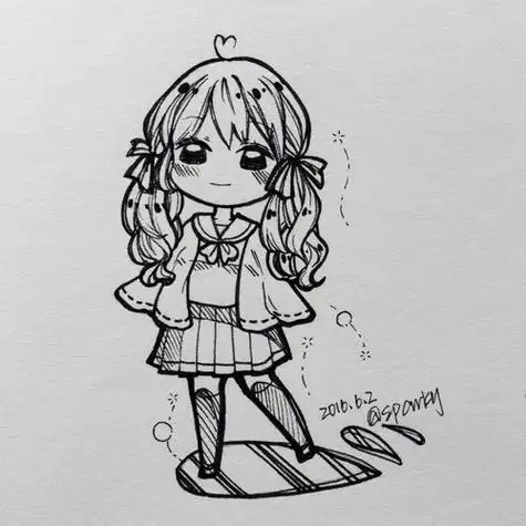 手绘 线稿 q版 女孩q版人物手绘 线稿 q版 女孩二次元q版动漫少女合集