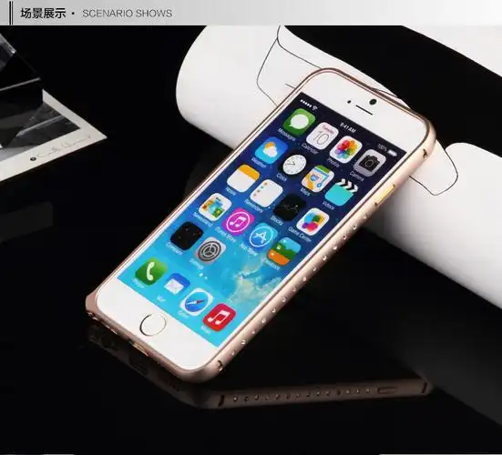苹果6plus手机五金边框iphone6s手机套航空铝合金 弧形镶钻边框图片