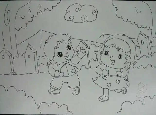 一幅场景画简笔画