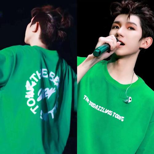 王源客厅狂欢衣服郑州727二巡同款绿色短袖t恤男女演唱会周边应援