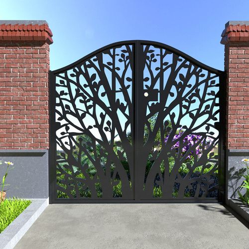 欧式铁艺大门庭院门花园别墅乡村对开门入户双开门户外镂空铁艺门