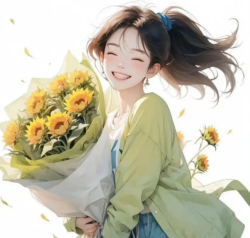 温暖治愈向日葵女生头像.