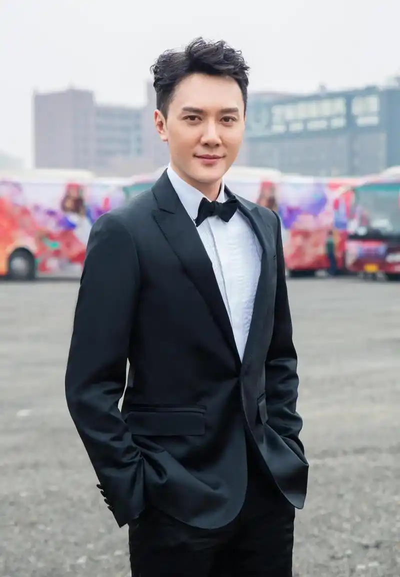 40岁的冯绍峰穿浅灰色西装现身,打扮绅士帅气,笑容灿烂显亲和力