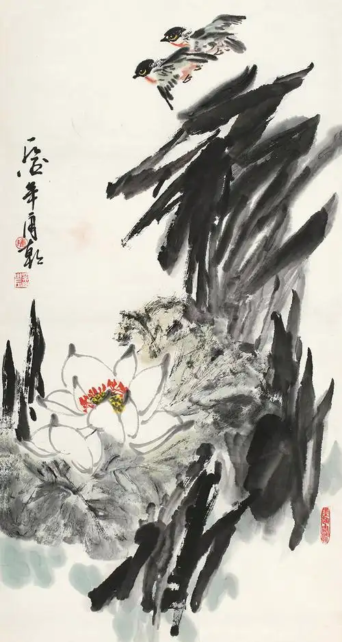 陈再乾国画花鸟镜片