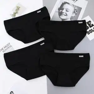 女童内裤纯棉三角儿童女短裤内黑色全棉中大童女孩13岁小学生裤衩