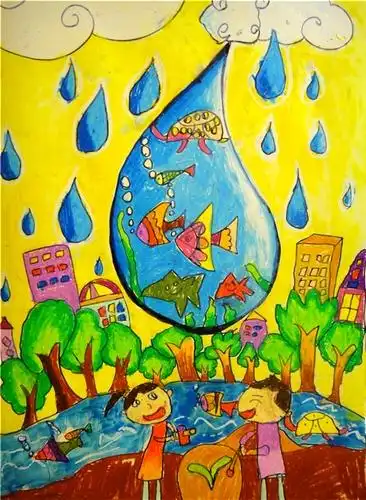 少儿书画作品-《青山绿水》/儿童书画作品《青山绿水》欣赏_中国少儿