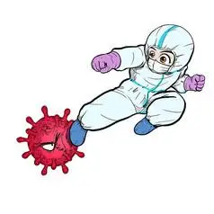 卡通风消毒医护人员疫情